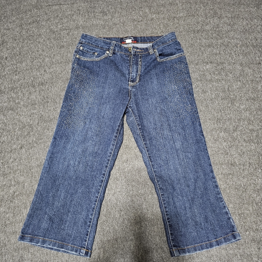 Vtg Design By Impression Rhinestone Capri Jeans 7/8